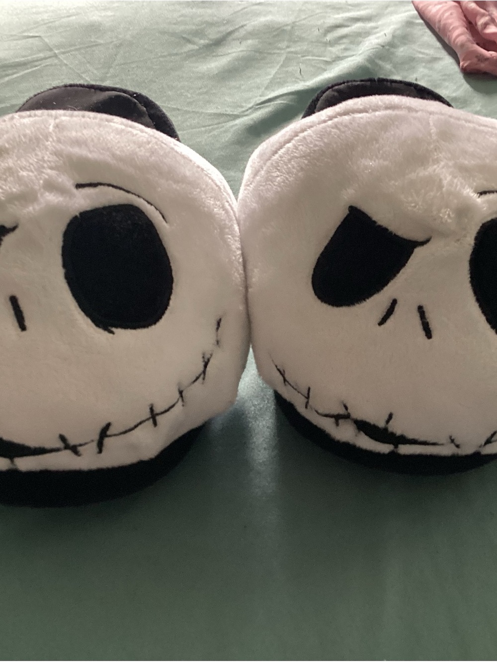 Disney Jack Skellington Plush Slippers in White and Black